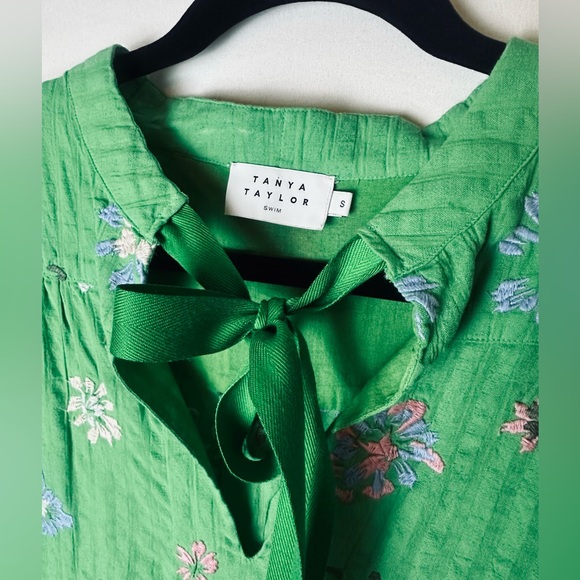❗️Tanya Taylor OLIANA FLORAL-EMBROIDERED SEERSUCKER MINIDRESS FLORAL KELLY GREEN - Picture 4 of 11